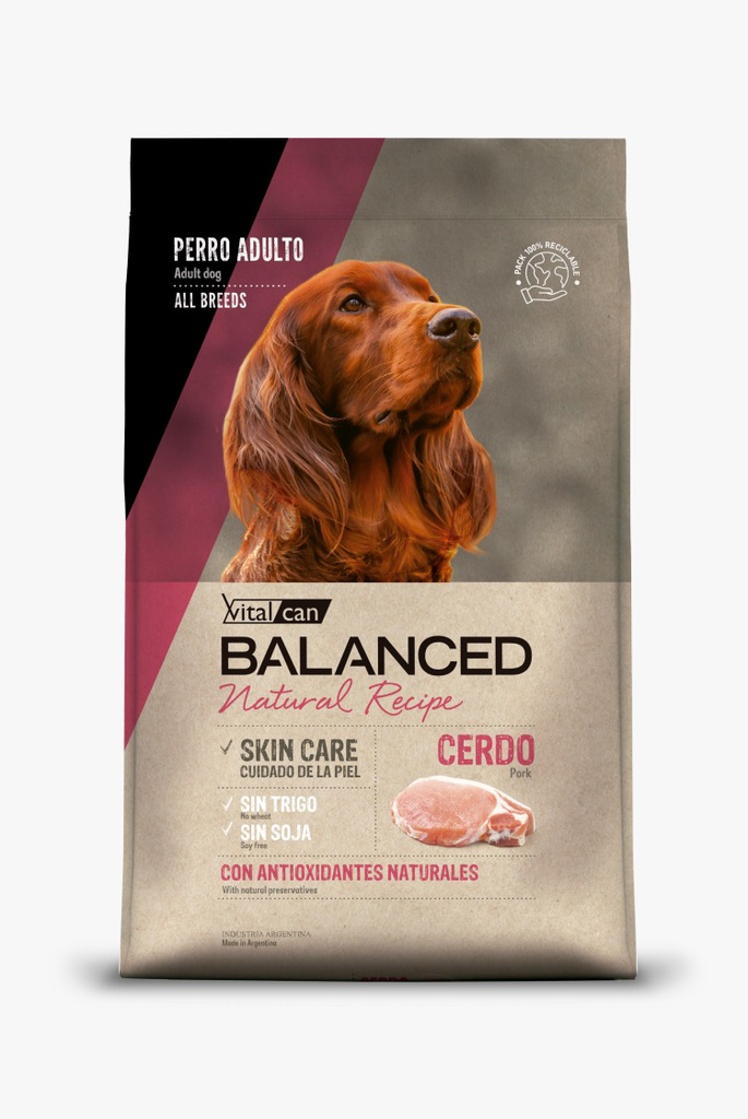 Balanced Natural Recipe Perro Cerdo 15 Kg
