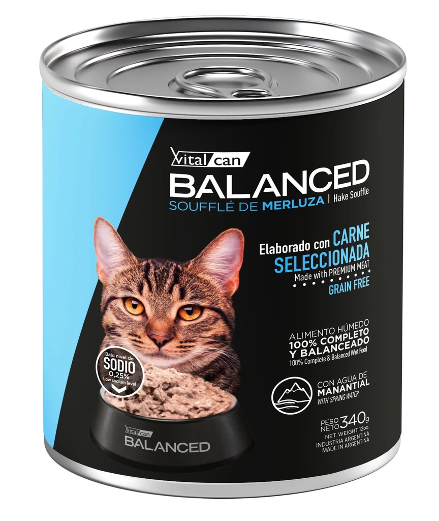 Balanced Souffle de Merluza Gato Adulto 340g x 12u  