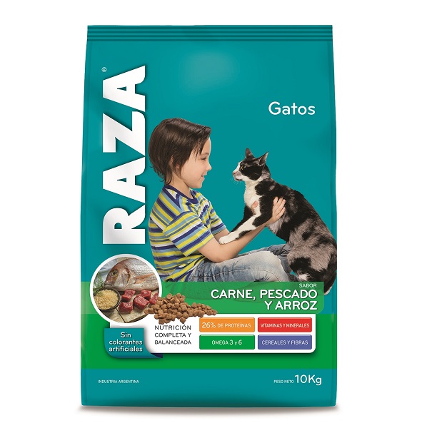 GATOS ADULTOS CARNE PESCADO ARROZ 10KG - RAZA