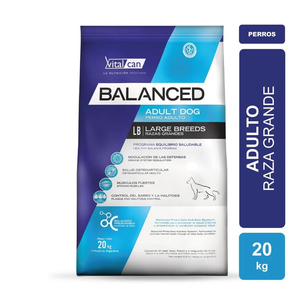 Vital Can Balanced Perro Adulto Raza Grande X 20 Kg.