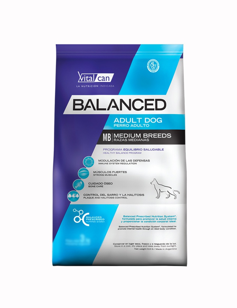 Vital Can Balanced Perro Adulto Raza Mediana X 20 Kg.