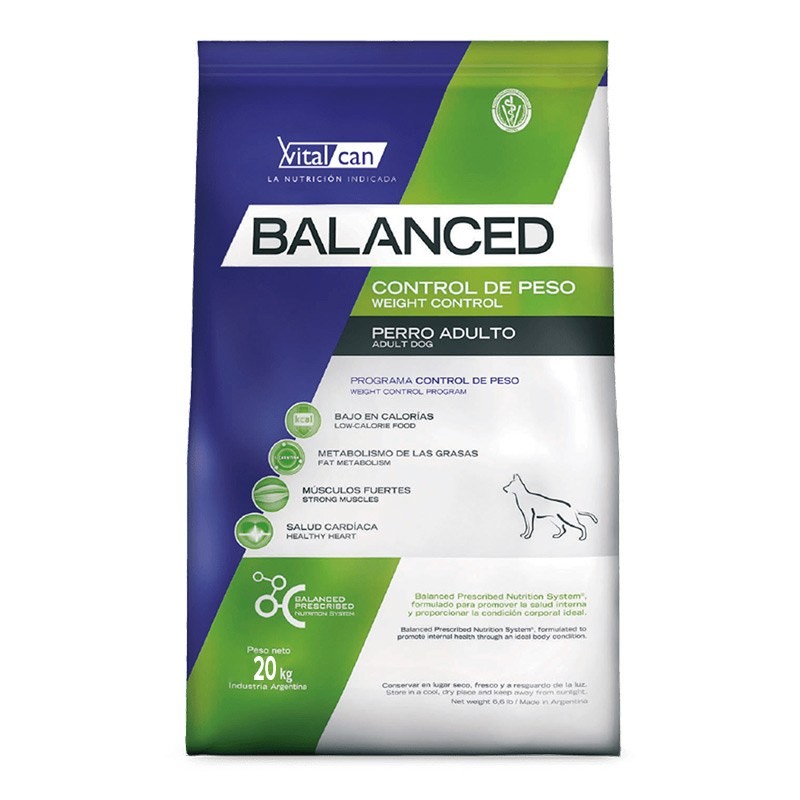 Vital Can Balanced Perro Control Peso All Ages X 20 Kg.