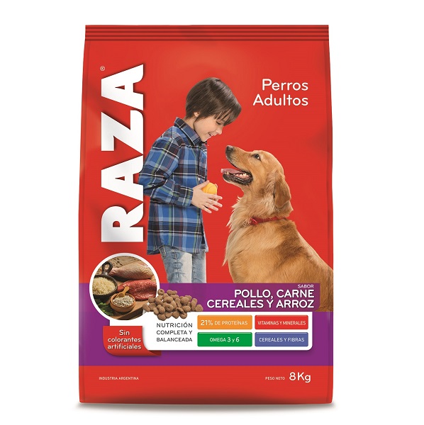 PERROS ADULTOS POLLO CARNE CEREALES ARROZ 8KG - RAZA