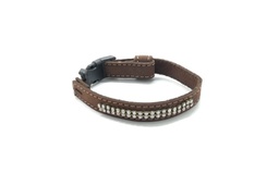 [621199] COLLAR  NOBUK GATO AJUST DOBLE STRASS DE 22 A 29CM MISTER HUESO