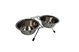 [156014] COMEDERO INOX DOBLE BASE ALAMBRE 2X21CM  PER-ROS
