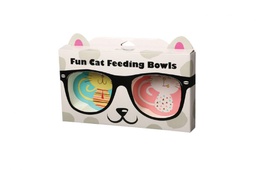 [11781] FUN FEEDING BOWLS PINK &amp; GREEN CAT