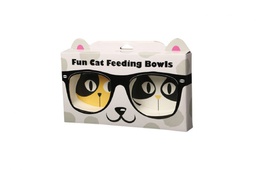 [11782] FUN FEEDING BOWLS WHITE &amp; YELLOW CAT
