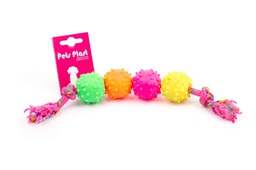 [231468] PELOTA PUAS DE GOMA X4 SOGA ALPINA 8MMX45CM S1004 - PETS PLAST