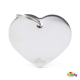 [971011] MEDALLA BASIC CHROME BIG HEART CHROMED BRASS MFB26 - MY FAMILY